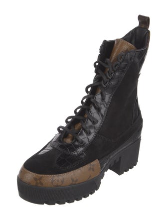 Louis Vuitton LV Monogram Suede Combat Boots