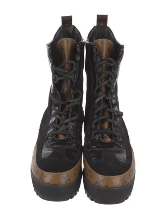Louis Vuitton LV Monogram Suede Combat Boots