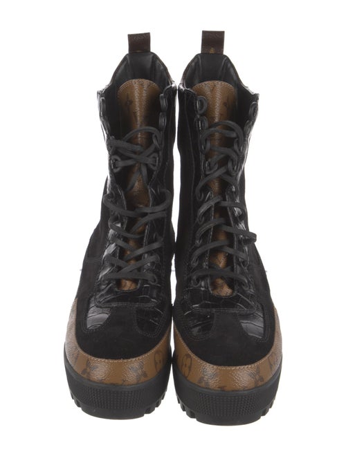 Louis Vuitton LV Monogram Suede Combat Boots