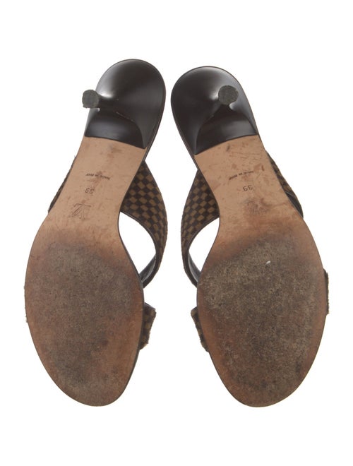 Louis Vuitton Damier Ebene Pattern Ponyhair Slides