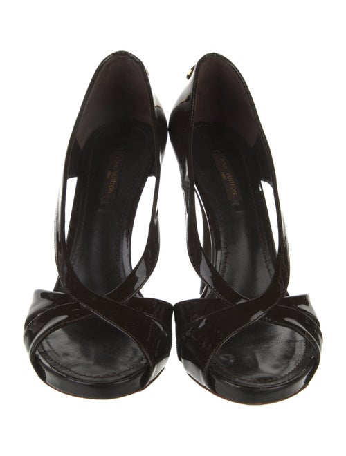 Louis Vuitton Patent Leather Cutout Accent Slingback Sandals