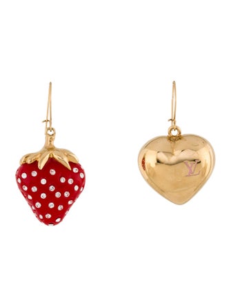 Louis Vuitton Fraises Strawberry Heart Earrings