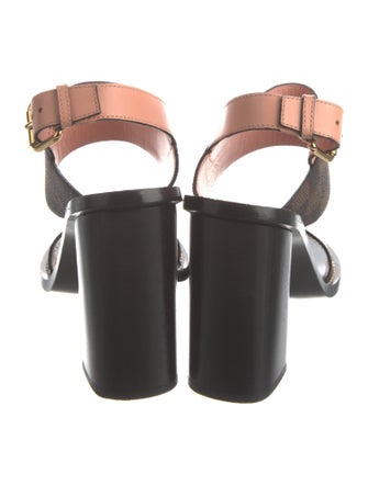 Louis Vuitton Damier Ebene Pattern Leather Slingback Sandals