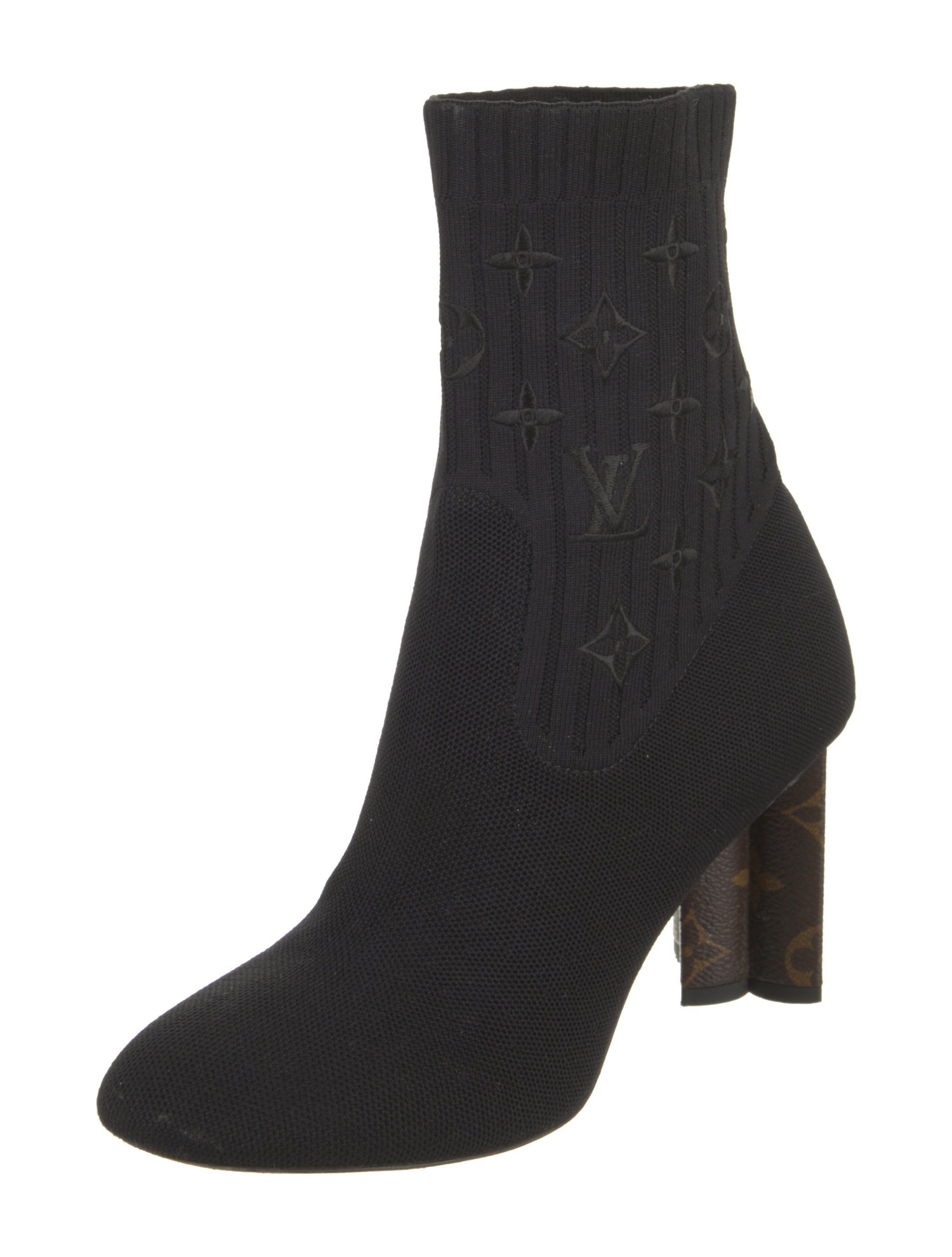 Louis Vuitton LV Monogram Embroidered Accent Sock Boots