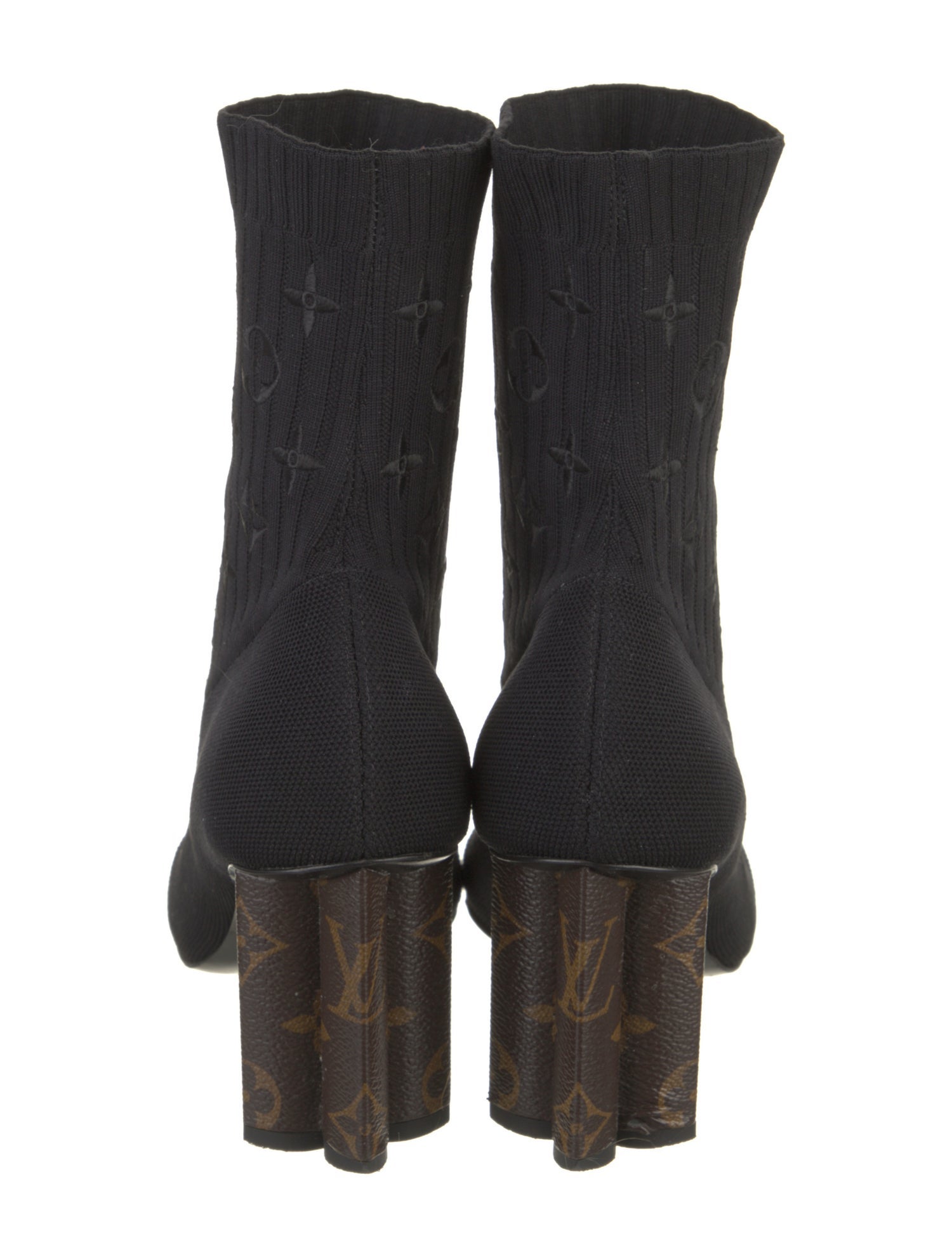 Louis Vuitton LV Monogram Embroidered Accent Sock Boots
