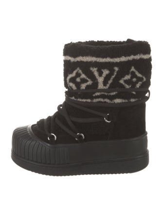 Louis Vuitton LV Monogram Shearling Lace-Up Boots