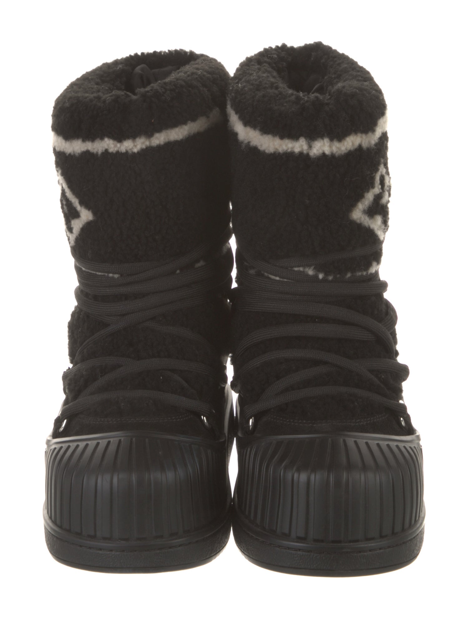Louis Vuitton LV Monogram Shearling Lace-Up Boots