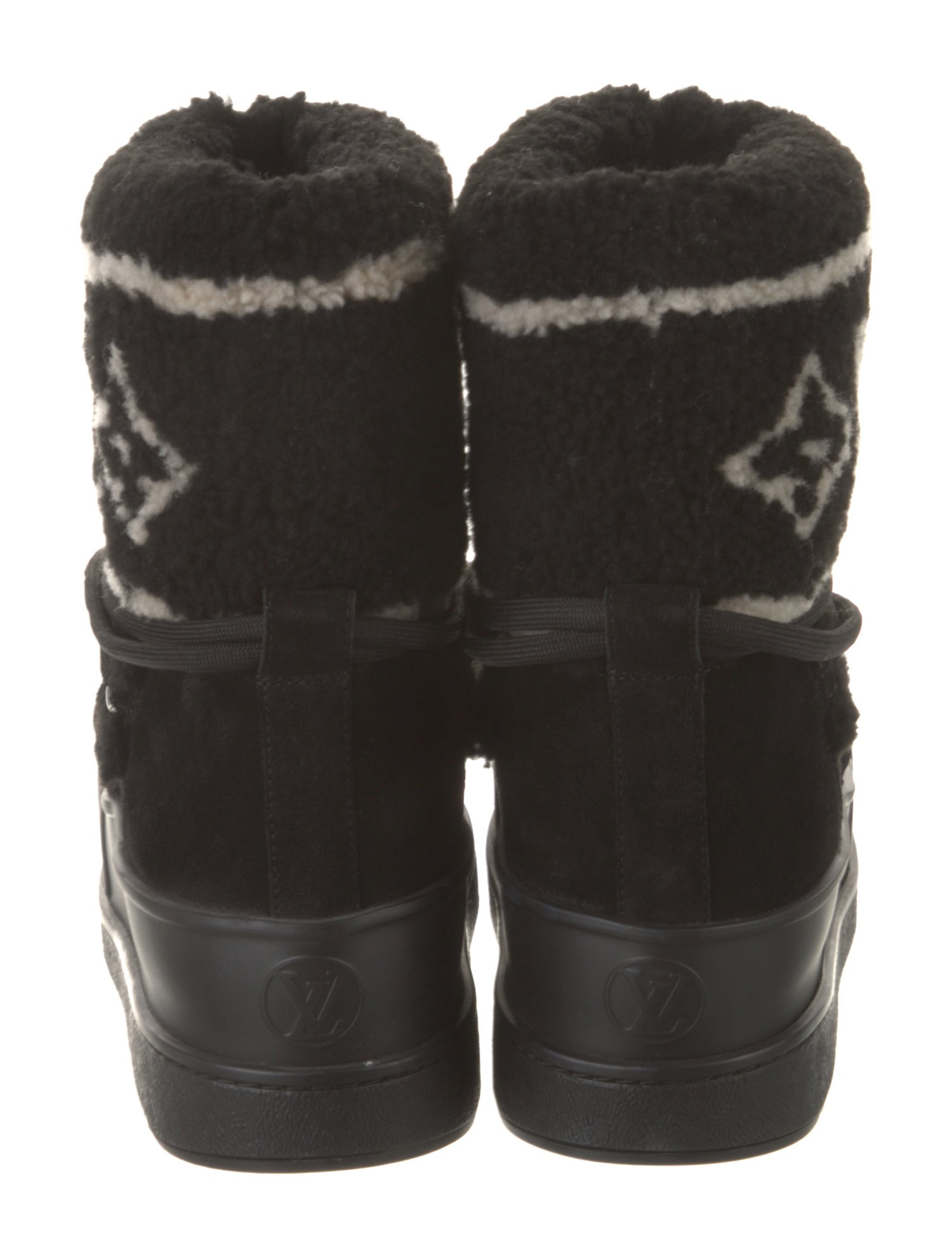 Louis Vuitton LV Monogram Shearling Lace-Up Boots
