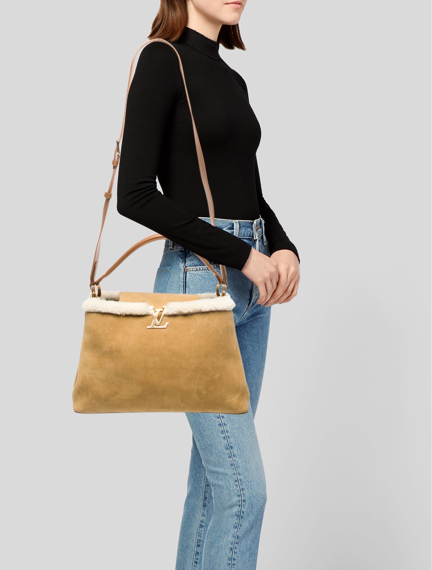 Louis Vuitton Suede Capucines Souple GM