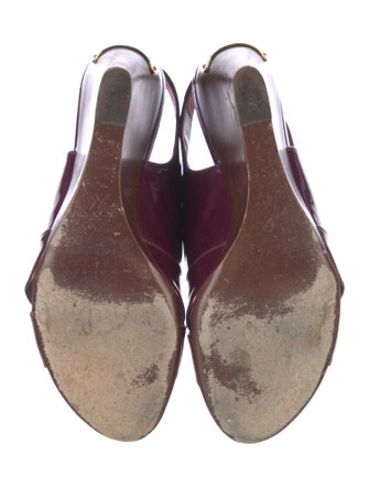 Louis Vuitton Patent Leather Cutout Accent Slingback Sandals