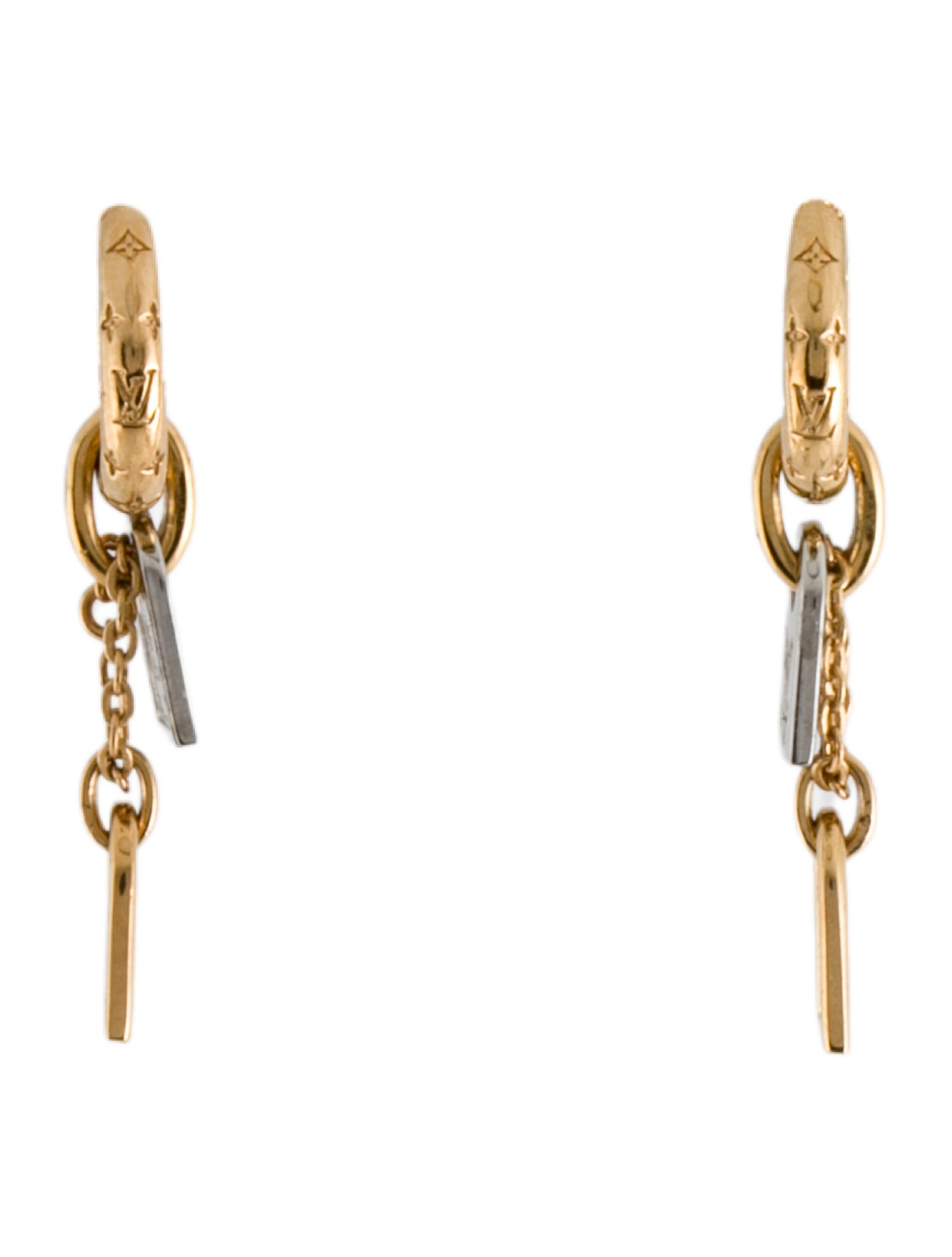 Louis Vuitton Nanogram Tag Drop Earrings