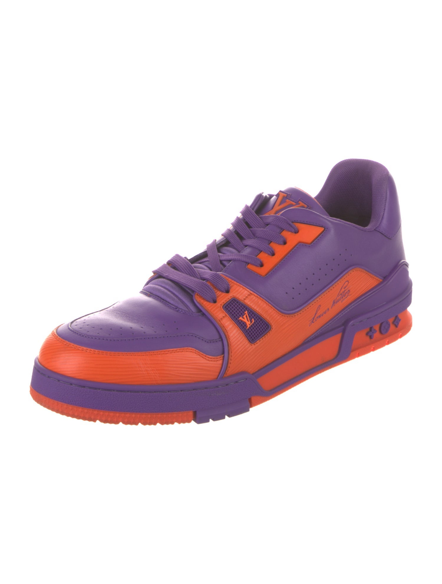 Louis Vuitton Leather Colorblock Pattern Sneakers