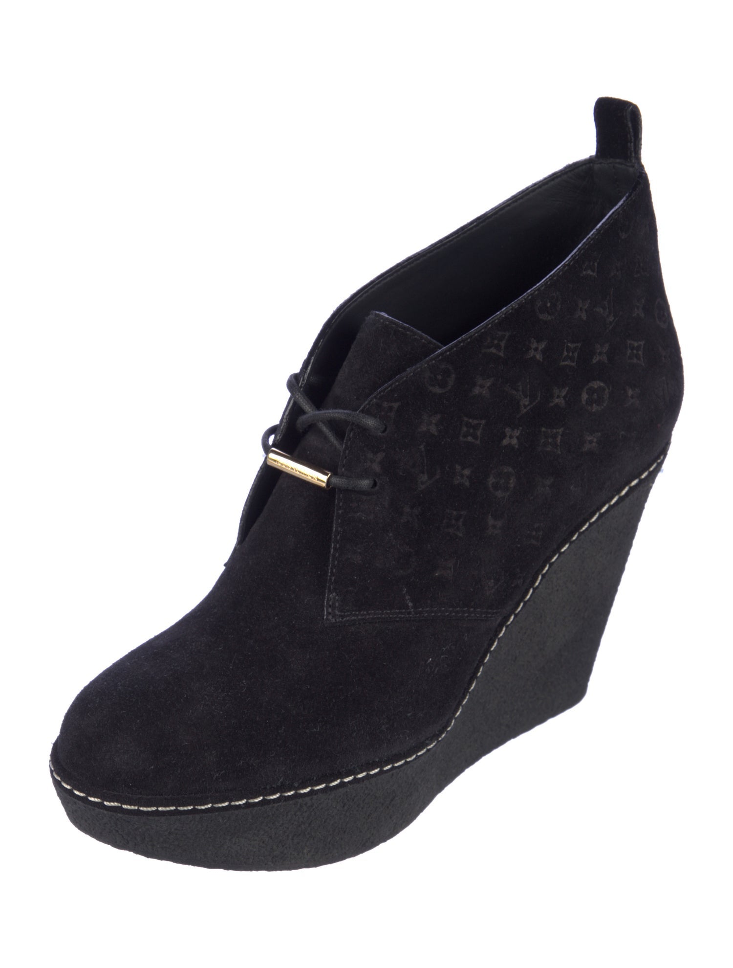 Louis Vuitton LV Monogram Suede Lace-Up Boots