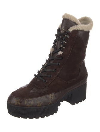 Louis Vuitton LV Monogram Suede Combat Boots