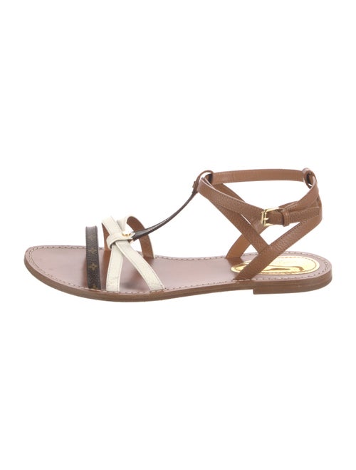 Louis Vuitton LV Monogram Leather T-Strap Sandals