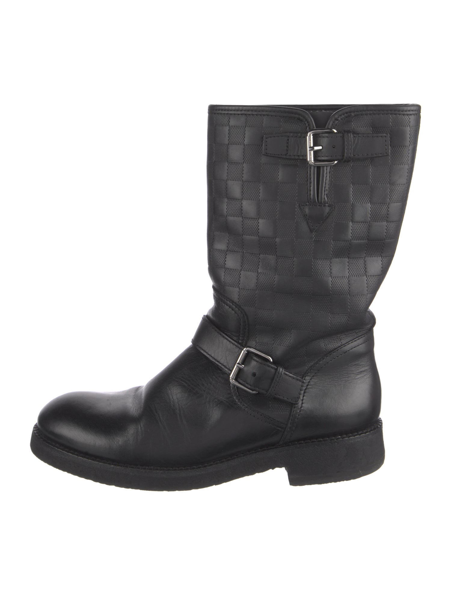 Louis Vuitton Damier Graphite Pattern Leather Moto Boots