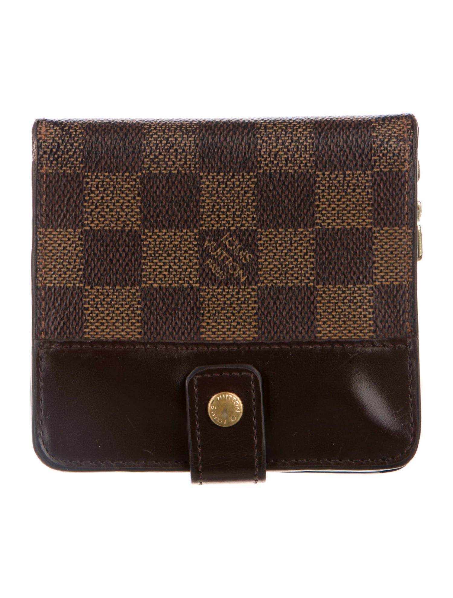 Louis Vuitton Damier Ebene Pattern Coated Canvas Compact Zippé Wallet