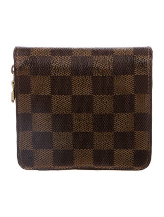 Louis Vuitton Damier Ebene Pattern Coated Canvas Compact Zippé Wallet