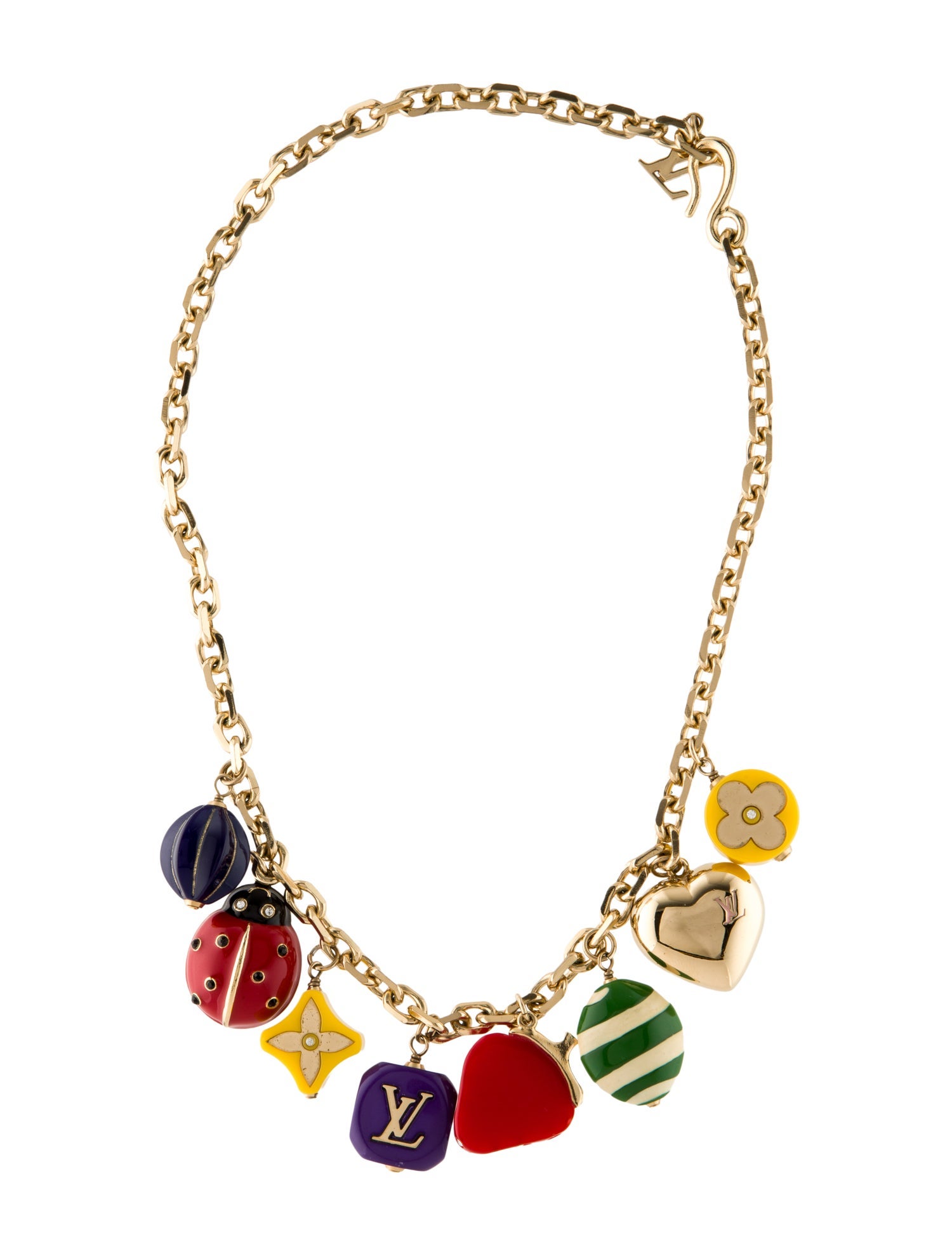 Louis Vuitton Crystal & Resin Fraise Charm Necklace