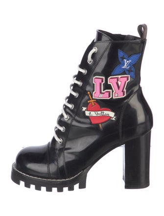 Louis Vuitton LV Monogram Patent Leather Combat Boots
