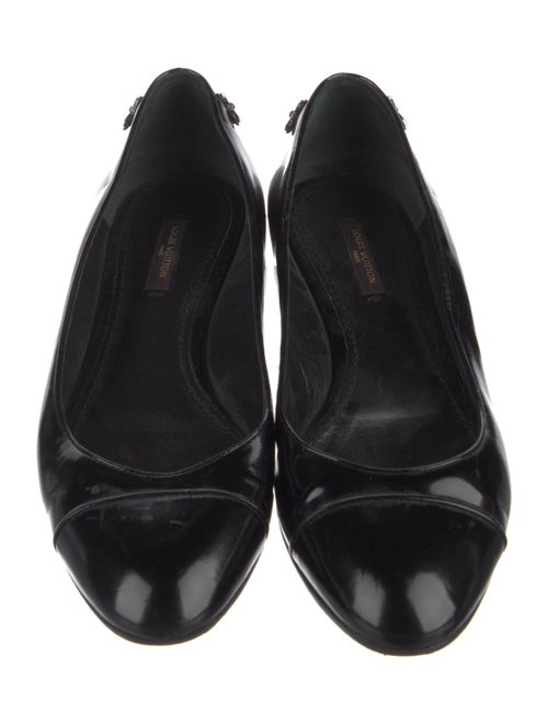 Louis Vuitton Patent Leather Chain-Link Accents Ballet Flats