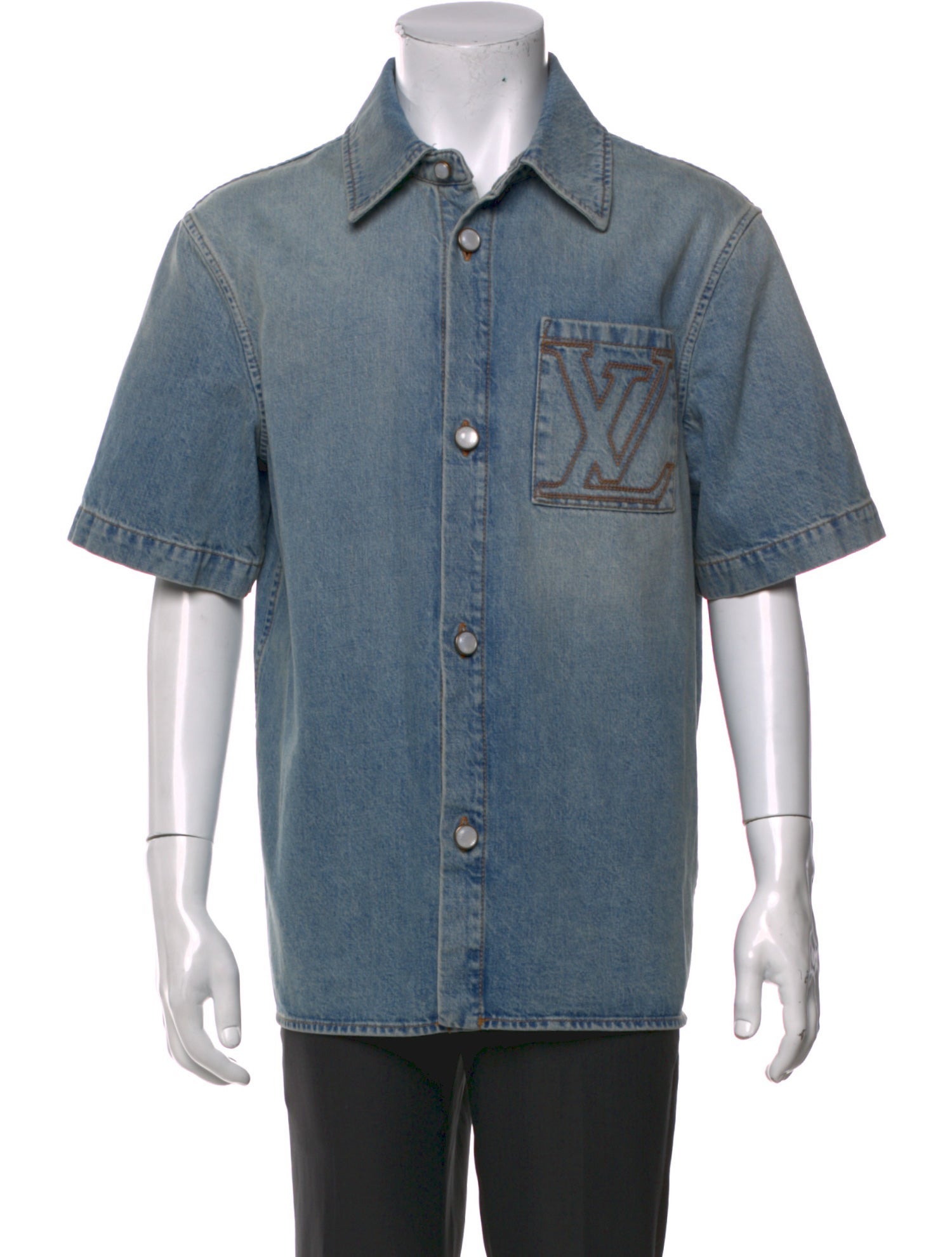 Louis Vuitton 2025 Signature Logo Denim Shirt