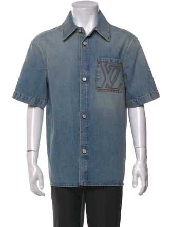 Louis Vuitton 2025 Signature Logo Denim Shirt
