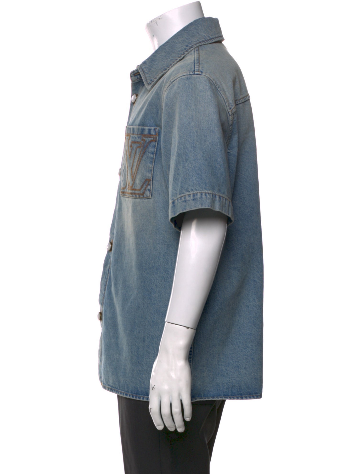 Louis Vuitton 2025 Signature Logo Denim Shirt