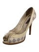 Louis Vuitton Damier Azur Pattern Bow Accents Pumps