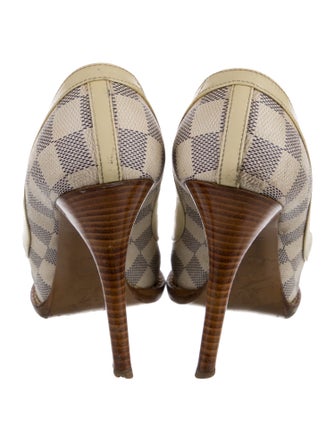 Louis Vuitton Damier Azur Pattern Bow Accents Pumps