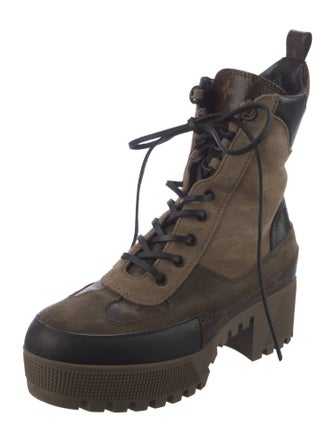 Louis Vuitton LV Monogram Suede Combat Boots