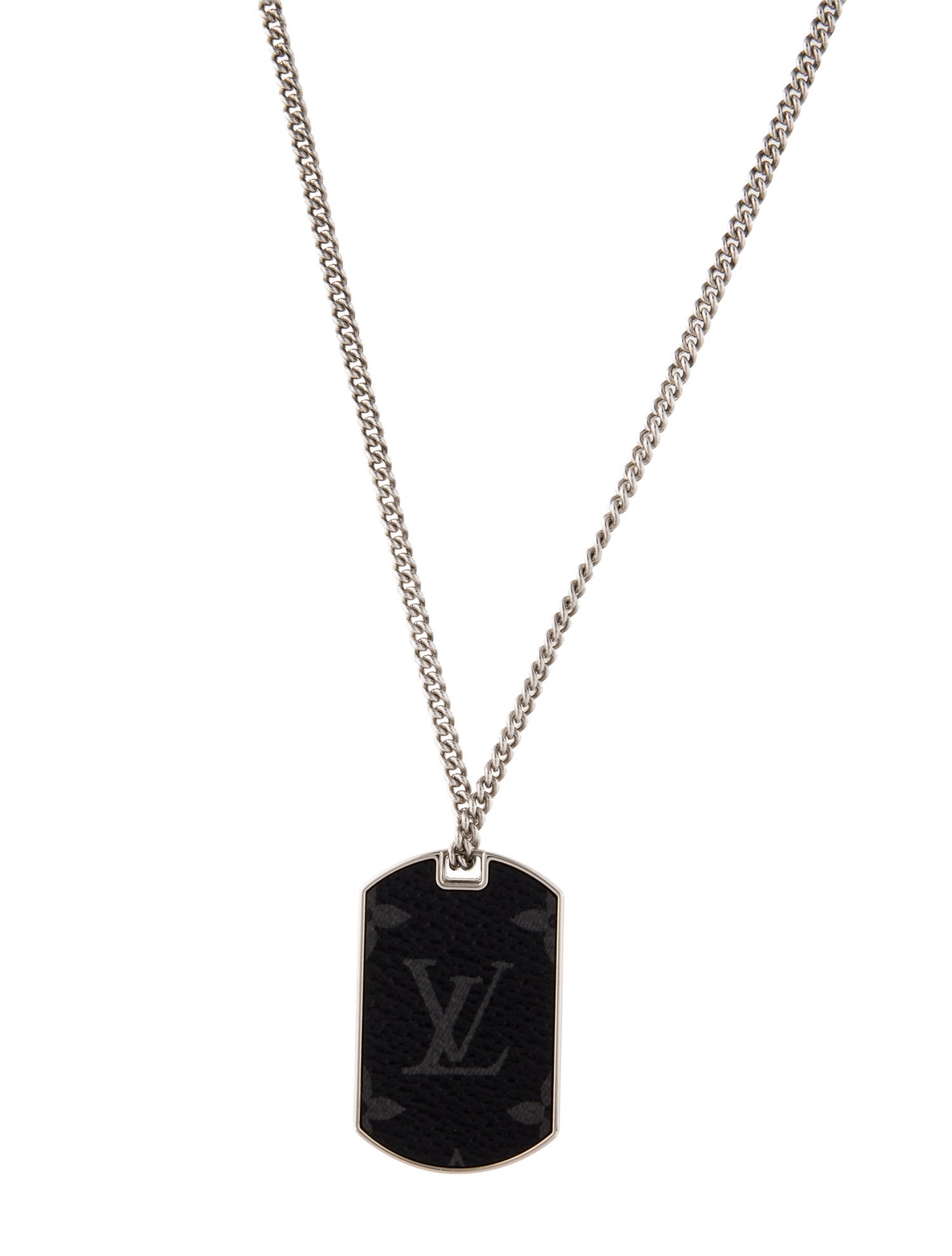 Louis Vuitton Monogram Eclipse Plate Necklace