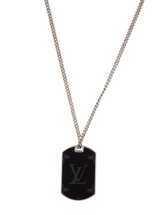 Louis Vuitton Monogram Eclipse Plate Necklace