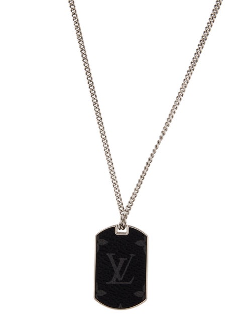 Louis Vuitton Monogram Eclipse Plate Necklace