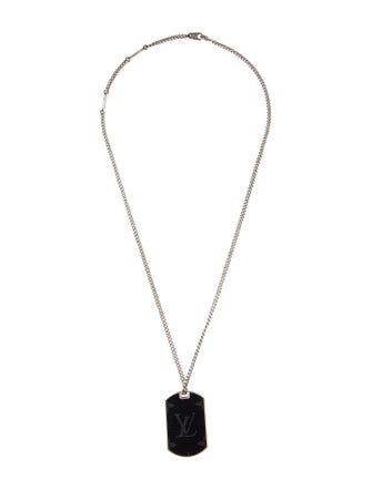 Louis Vuitton Monogram Eclipse Plate Necklace