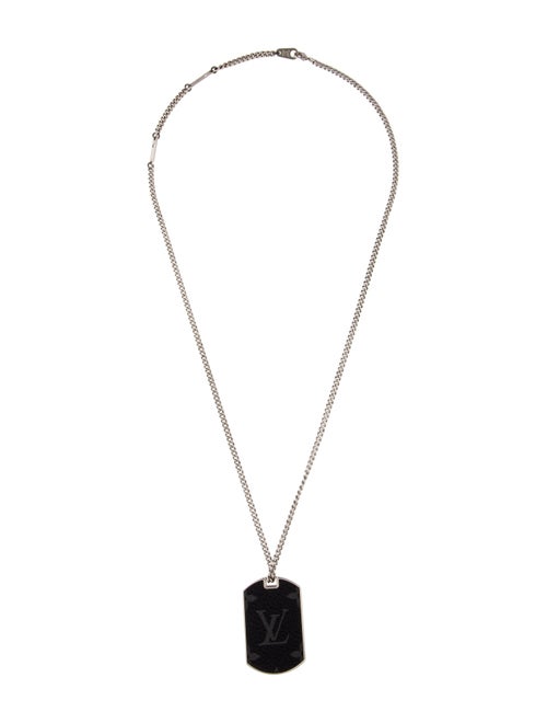 Louis Vuitton Monogram Eclipse Plate Necklace