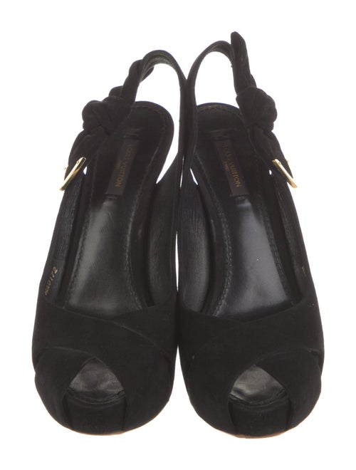 Louis Vuitton Suede Bow Accents Slingback Pumps