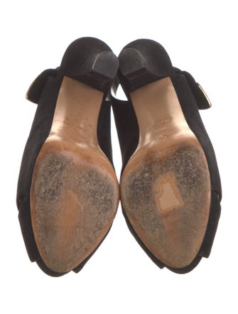 Louis Vuitton Suede Bow Accents Slingback Pumps