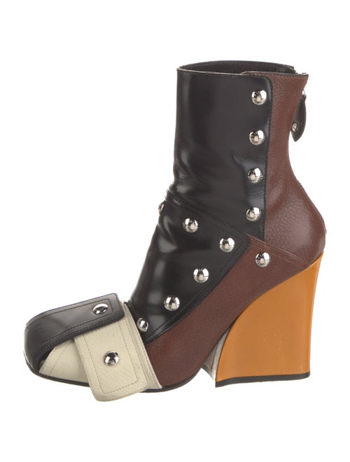 Louis Vuitton Leather Studded Accents Combat Boots