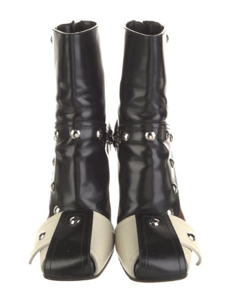 Louis Vuitton Leather Studded Accents Combat Boots
