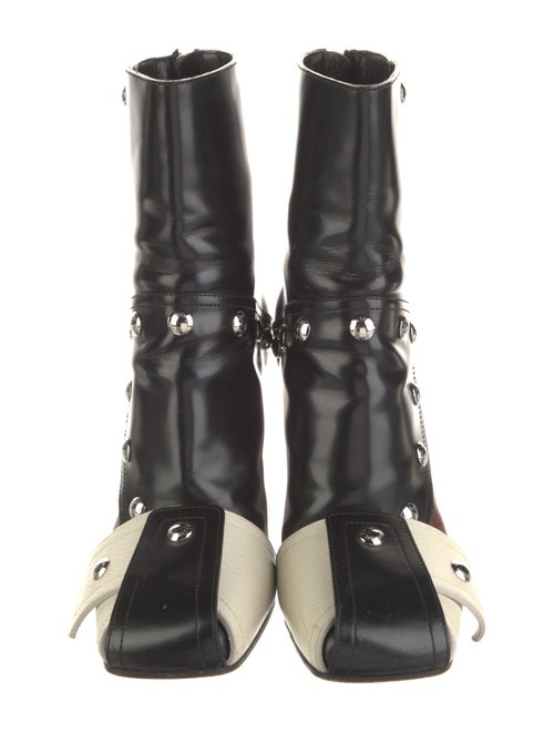 Louis Vuitton Leather Studded Accents Combat Boots