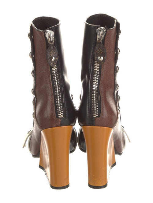 Louis Vuitton Leather Studded Accents Combat Boots