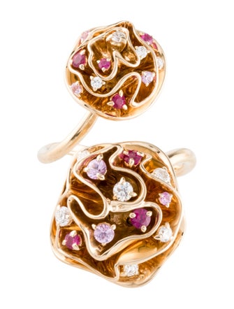 Louis Vuitton 18K Ruby, Sapphire & Diamond Cocktail Ring