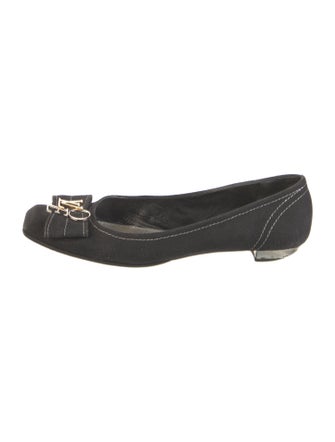 Louis Vuitton Denim Bow Accents Ballet Flats