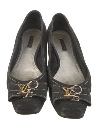 Louis Vuitton Denim Bow Accents Ballet Flats