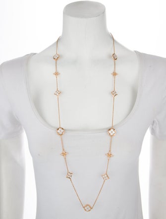 Louis Vuitton 18K Mother of Pearl & Diamond Color Blossom Long Necklace