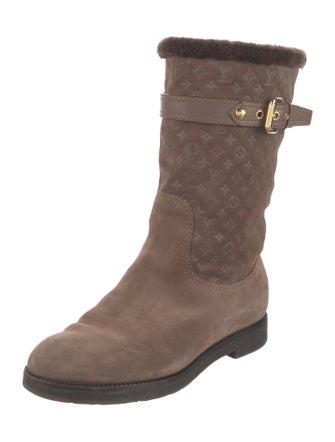 Louis Vuitton LV Monogram Suede Moto Boots