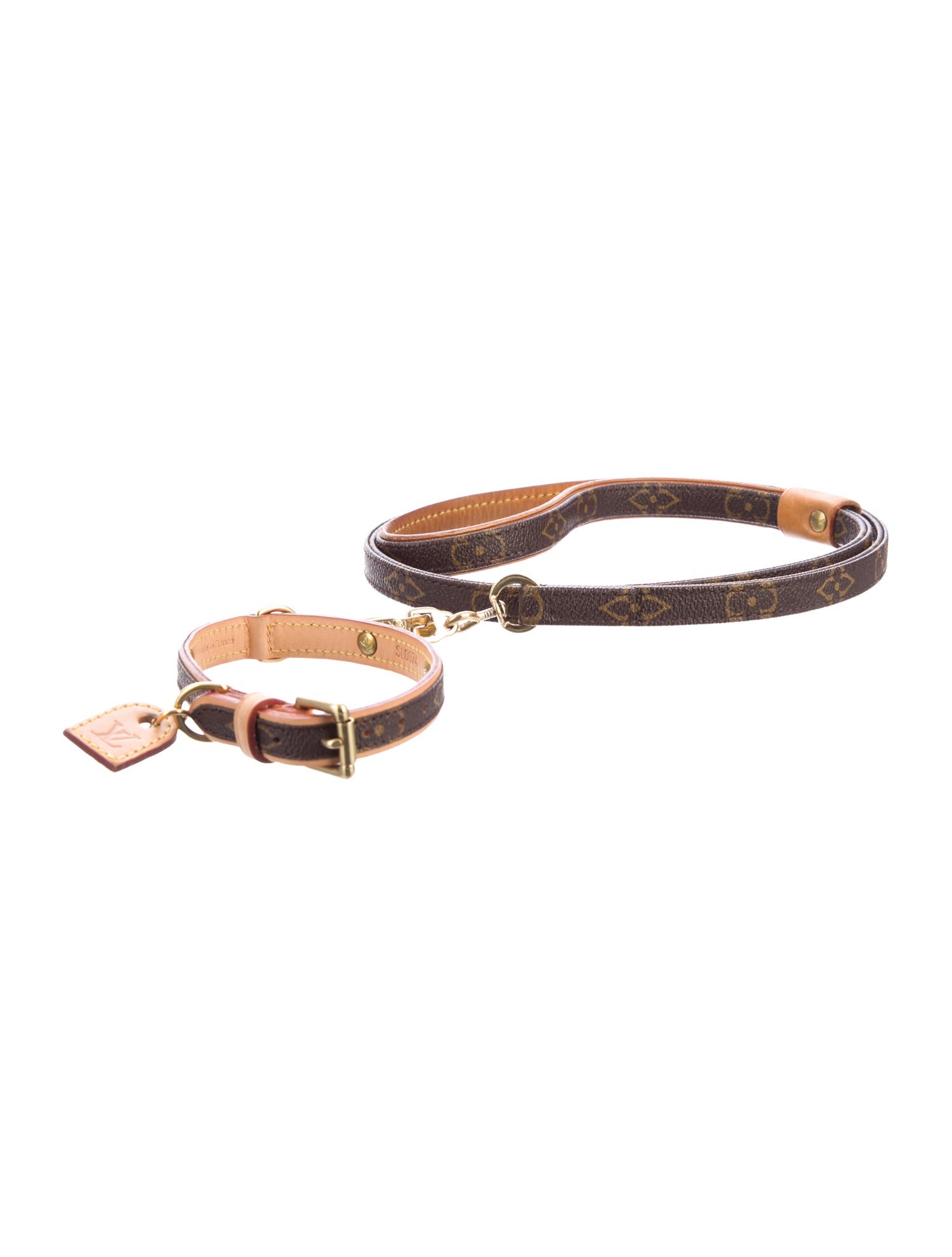 Louis Vuitton Vintage 2-Piece Monogram Baxter Pet Collar and Leash Set