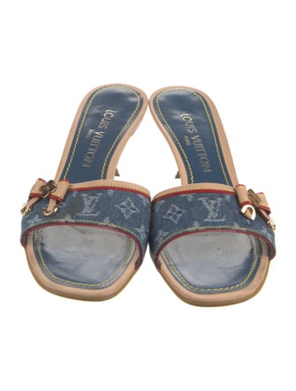 Louis Vuitton Monogram Pattern Denim Slides