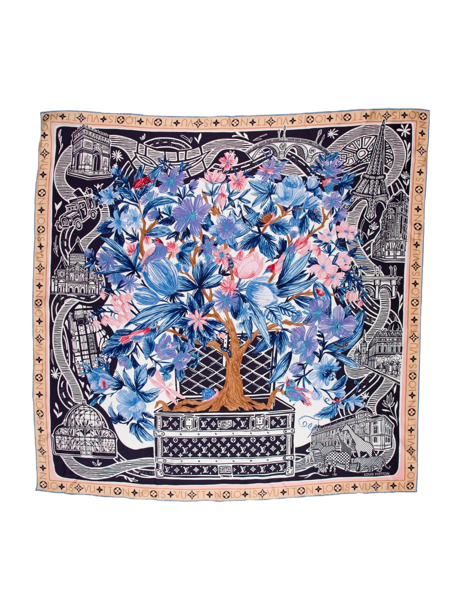 Louis Vuitton Jardin Des Plantes Silk Scarf